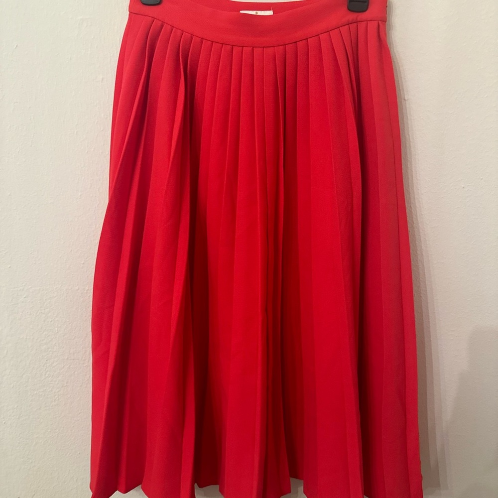Beautiful Kate Spade Vibrant Coral A-Line Skirt pleaded - Picture 2 of 4